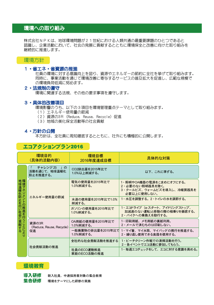 エコアクションプラン2016